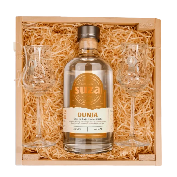 Suza Quince Gift Set 0.7L with Two Glasses in a Wooden Box