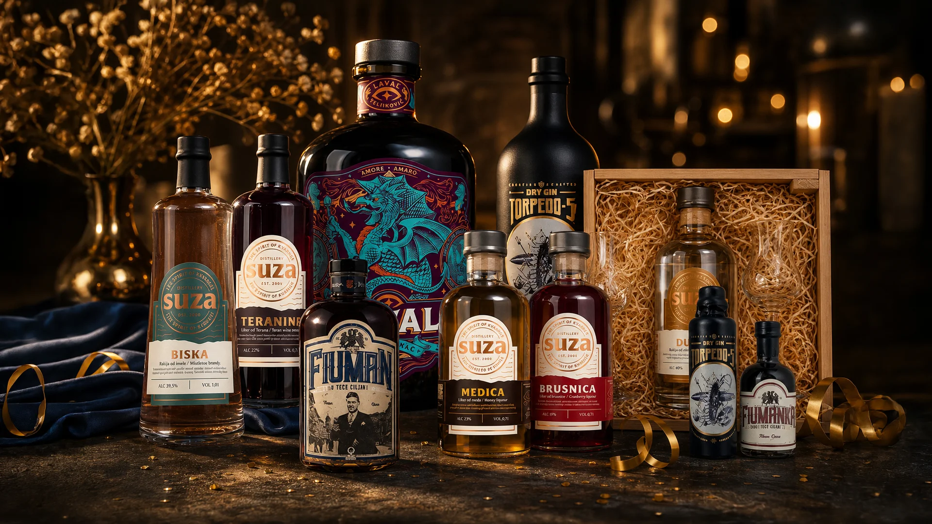 Suza products in the new visual identity celebrating 25 years of the brand.