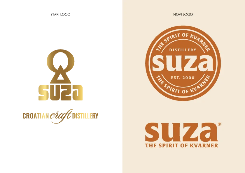 Usporedba starog i novog Suza logotipa nakon rebrandinga